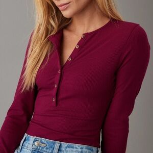 AE American Eagle Long-Sleeve Henley Bodysuit Women’s size small